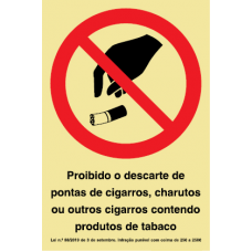 Sinal Proibido Descarte Cigarros PVC Fotolum un.